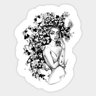 Floral girl Sticker